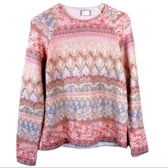 ANTHROPOLOGIE Postage Stamp 9-HIS STCL Pullover Floral Sweater Size XS - Picture 1 of 5